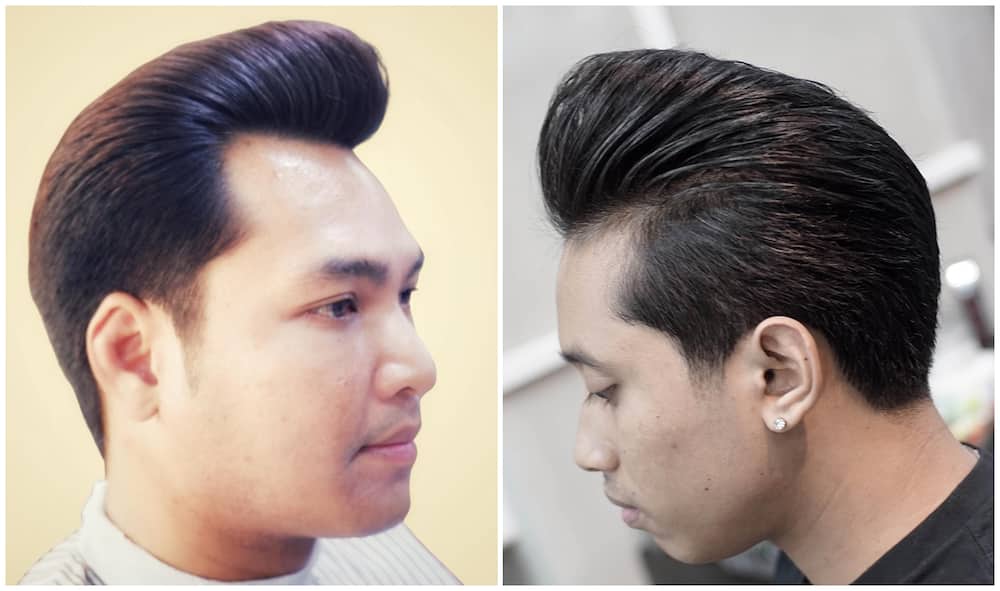 the classic pompadour haircut for guys with thick straight hair
