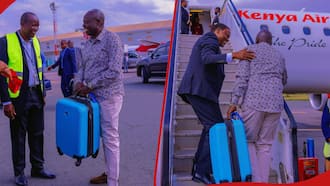 Rigathi Gachagua Elicits Reactions after Boarding KQ Flight without Aides, Carries Own Suitcase