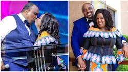 Bishop Allan Kiuna, Wife Kathy Mark 28 Years Anniversary with Cute Photo Locking Lips on Pulpit