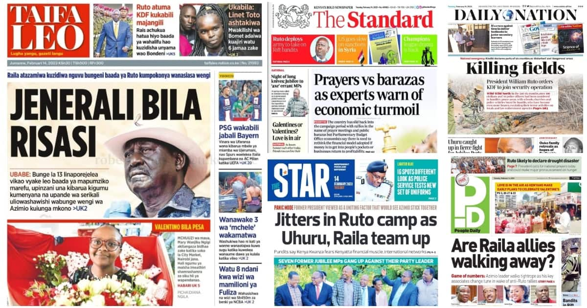 Kenyan Newspapers Review For Tuesday, February 14: Uhuru Kenyatta To ...