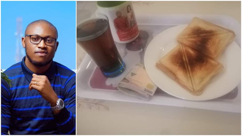Man serves wife breakfast in bed with new N1k notes, Nigerians react