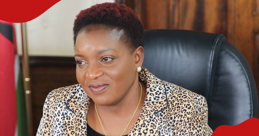 Cabinet Secretary Susan Nakhumicha attending a meeting at the Ministry of Health.