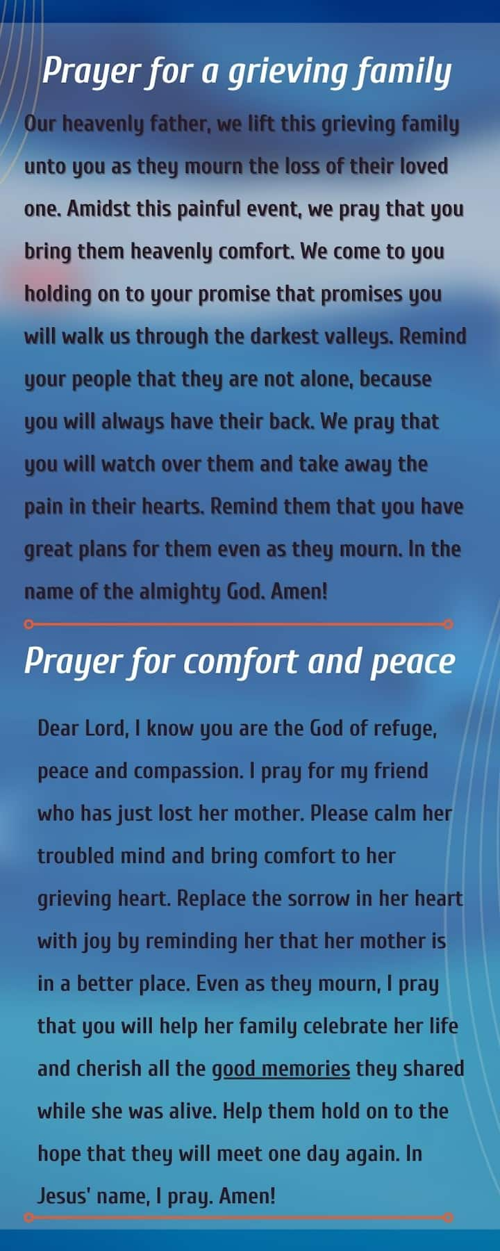 10 short prayers for someone who lost a loved one to get comfort - Tuko ...