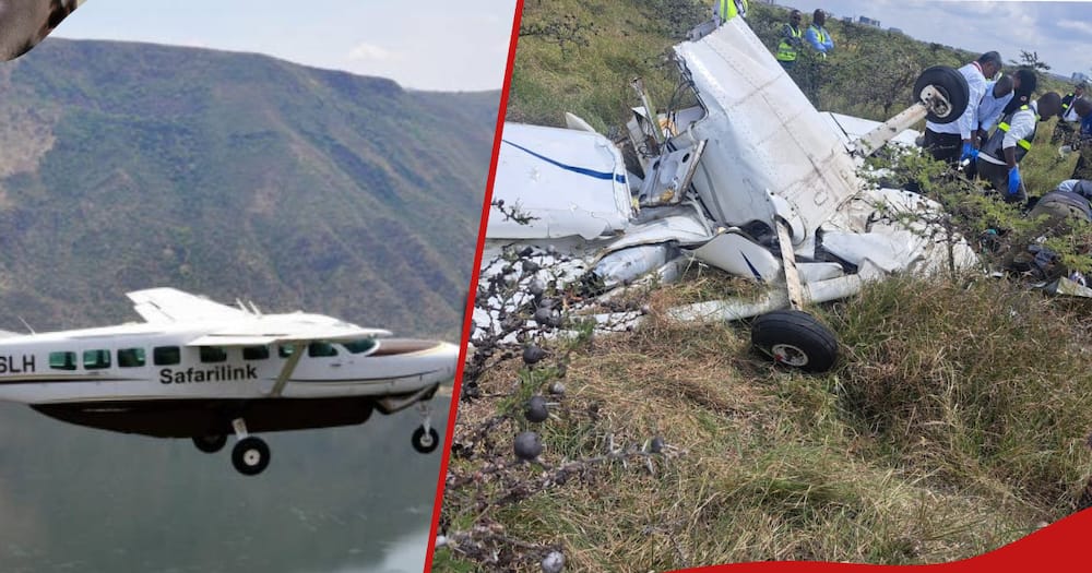 Two planes that collided mid air after Safarilink's (left frame) took off.