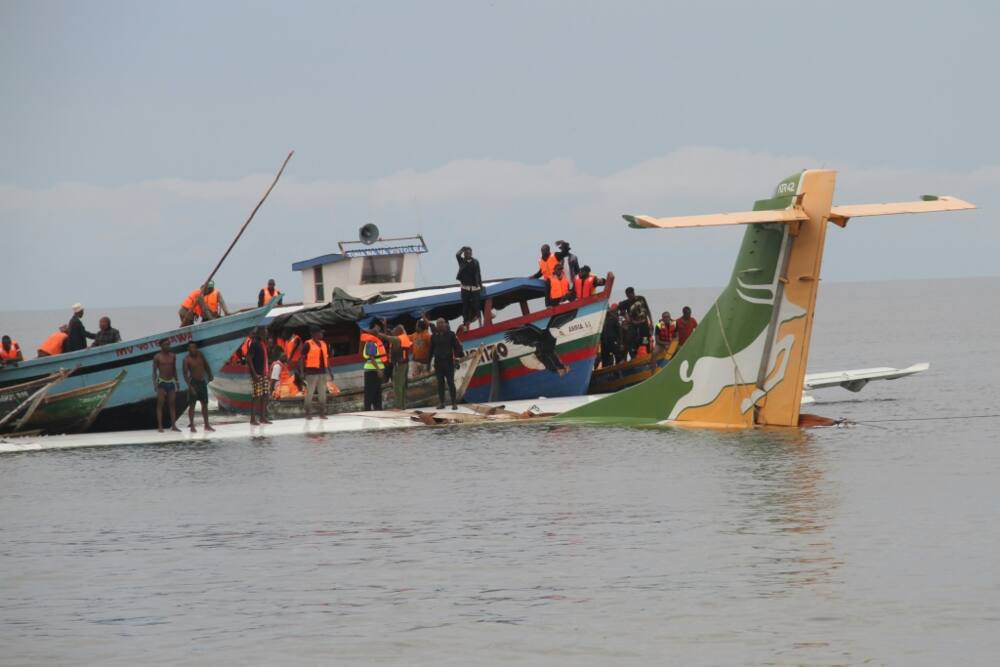 Rescuers searched for survivors after the Precision Air flight plunged into Lake Victoria with 43 people on board