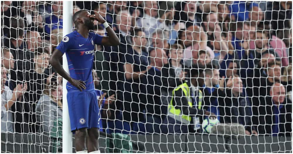 Antonio Rudiger cuts a dejected face during a past Chelsea match. Photo: Getty Images.