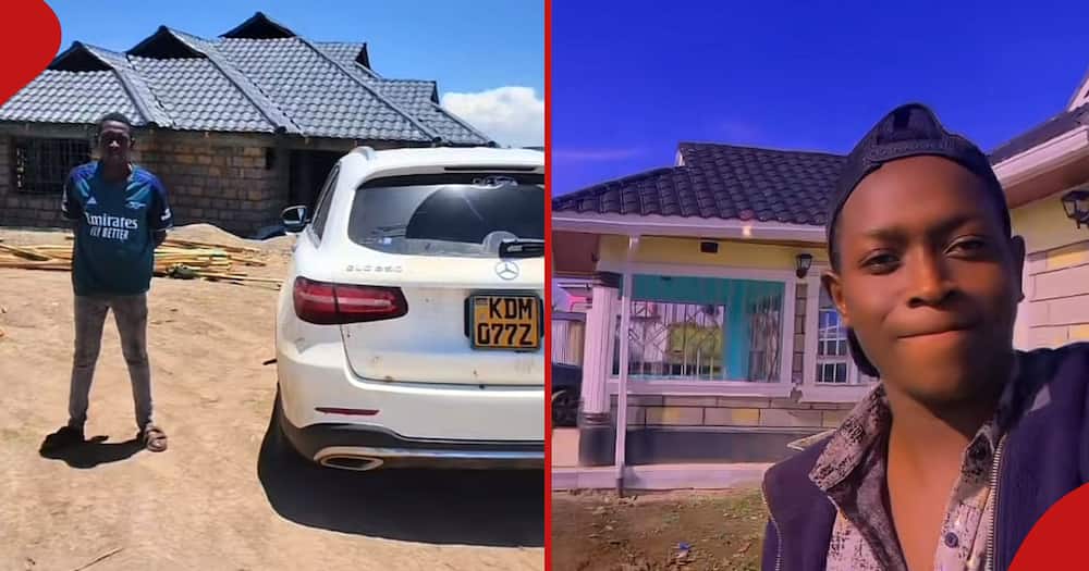Victor Kibet a missing 23-year-old flaunted his parent's house in both photos.