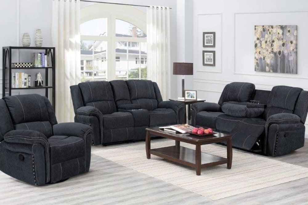 Grey 7-seater fabric recliner sofa