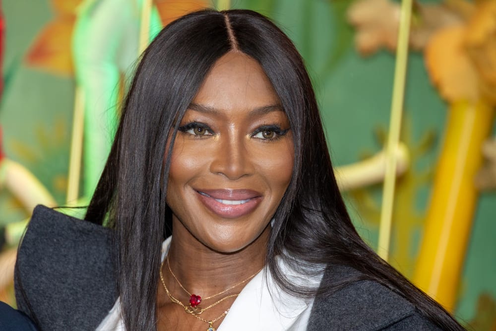 Naomi Campbell attends the Christmas decorations unveiling at Le Printemps