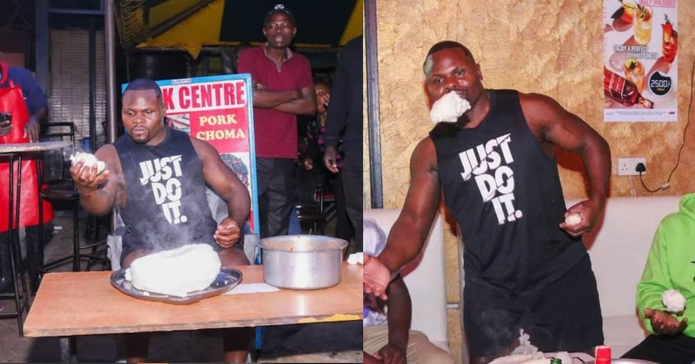 Viral Ugali Man shows fans techniques behind eating excessive ugali.