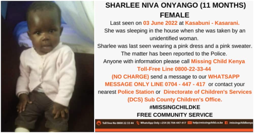 Missing child, Sharlee Niva Onyango.