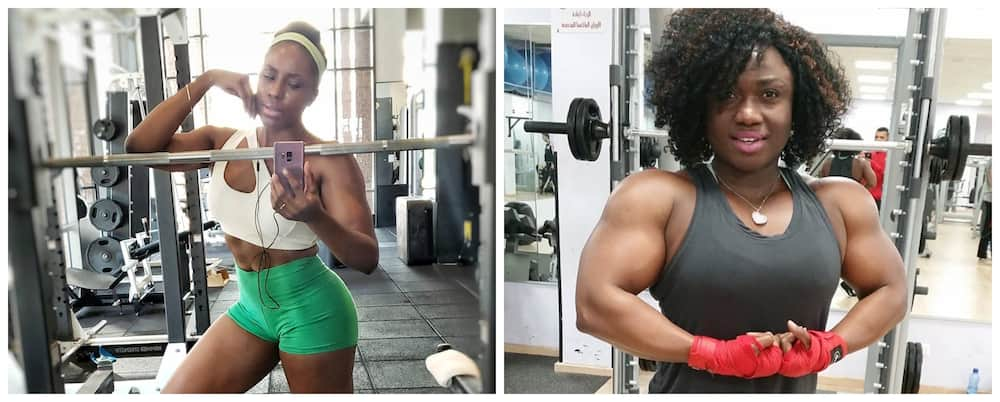 20 year old hyper-muscled female bodybuilder with 25 inch biceps