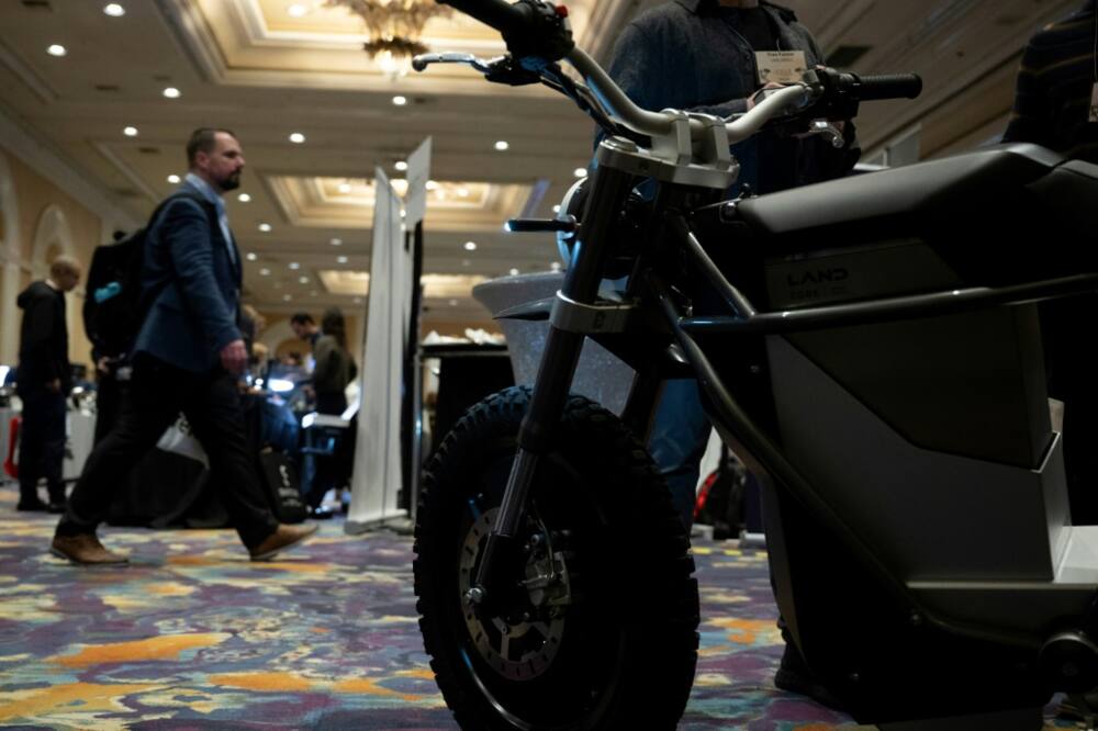 A man walks past an e-bike at the The Mirage resort during the Consumer Electronics Show (CES) in Las Vegas