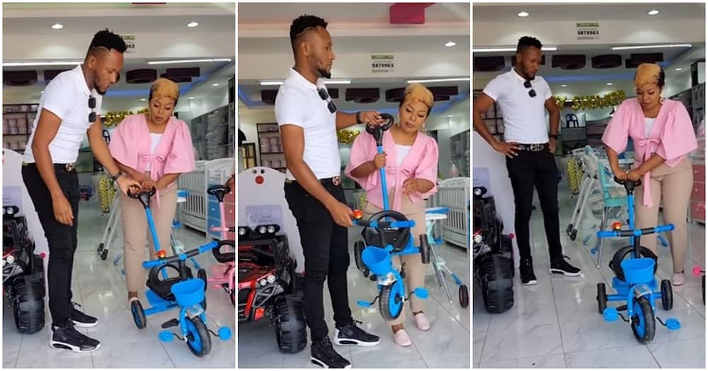 Size 8, DJ Mo get new bike for son.