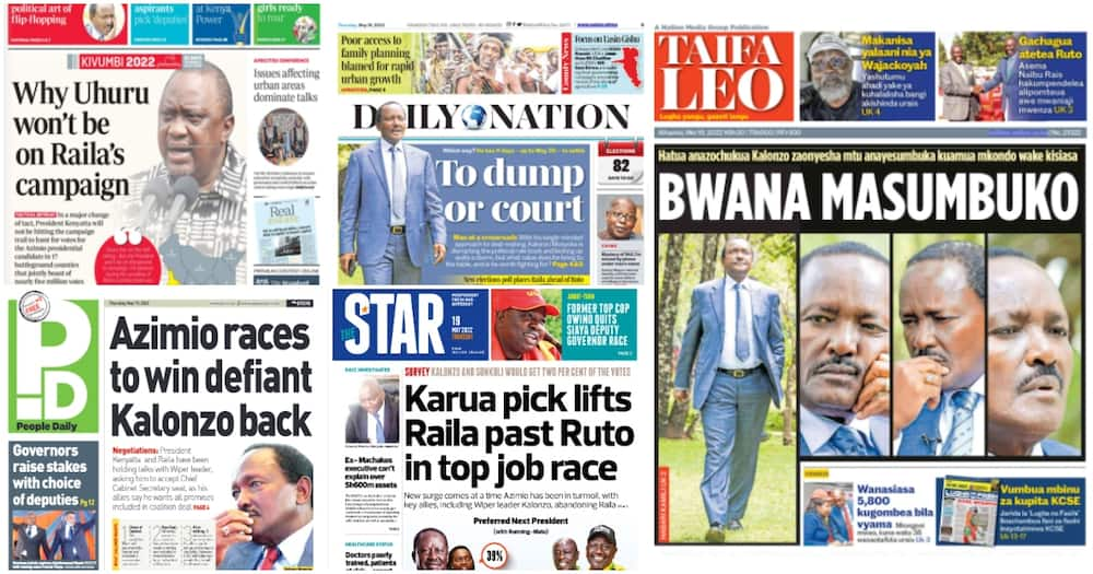 magazeti Alhamisi Mei 19: Rais Uhuru Ahepa Kampeni za Raila