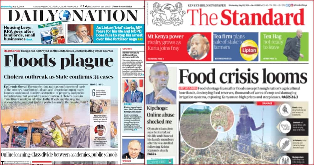 Front headlines pf Daily Nation and The Standard newspapers.