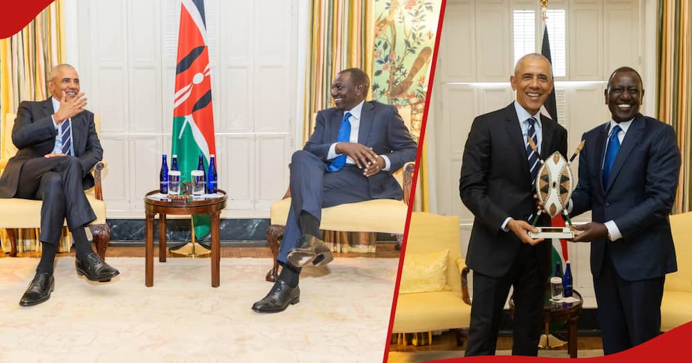 President William Ruto during his meeting with former US President Barrack Obama in Washington, DC.
