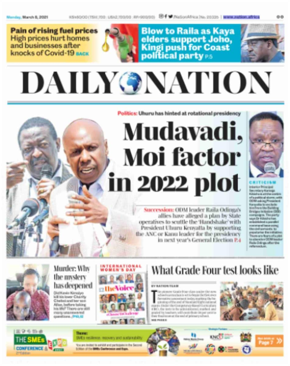 Daily Nation newspaper for March 8. Photo: UGC