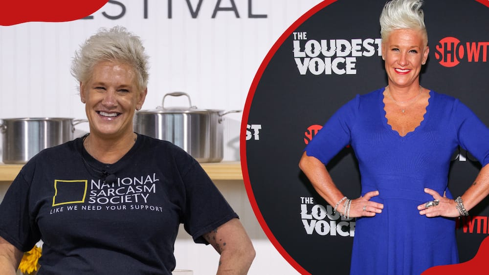 Anne Burrell attends the Austin FOOD & WINE Festival in Austin, Texas (L). Anne Burrell attends The Loudest Voice TV show premiere in New York (R)