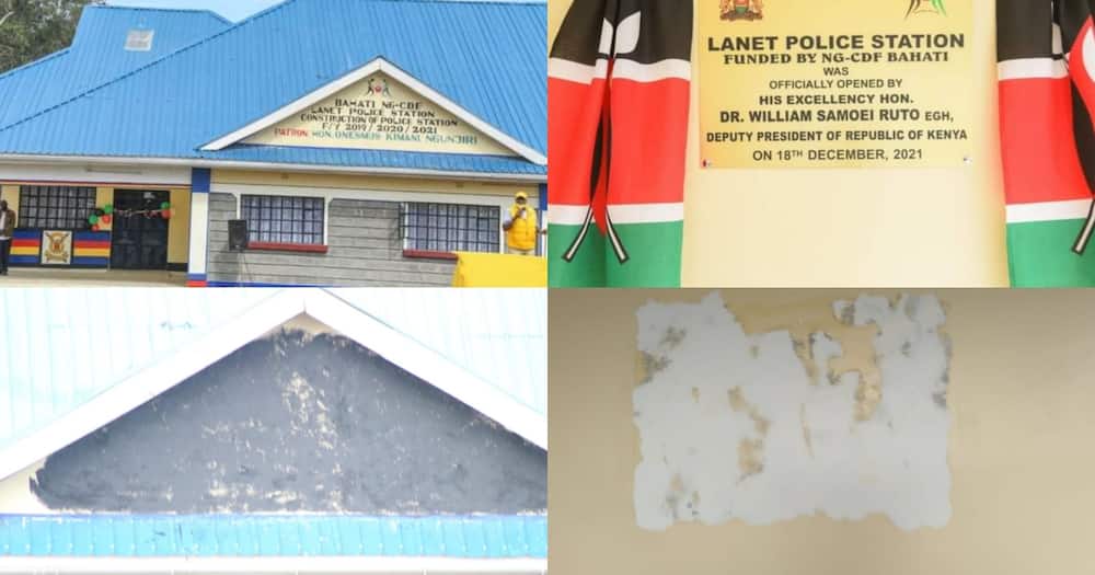 Images of the defaced Lanet Police Station. Photos: Kimani Ngunjiri.