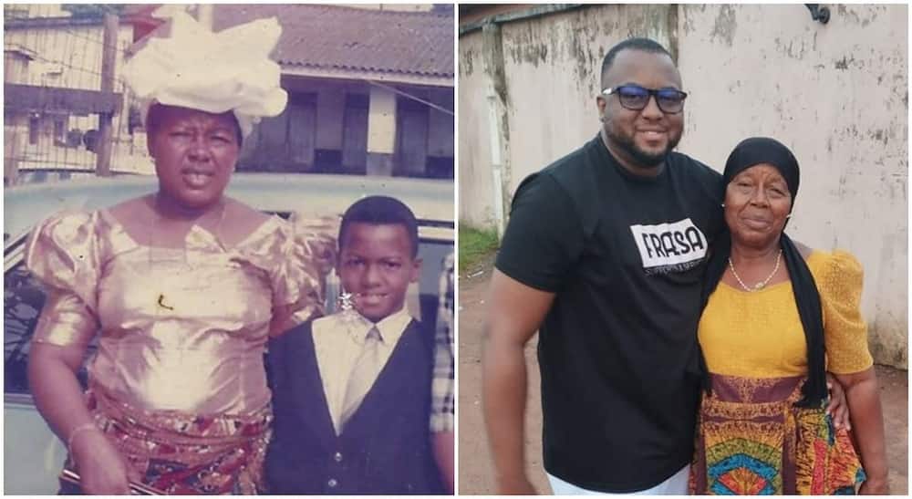 Nigerian man, Franklin shares throwback photos of him and his mum.