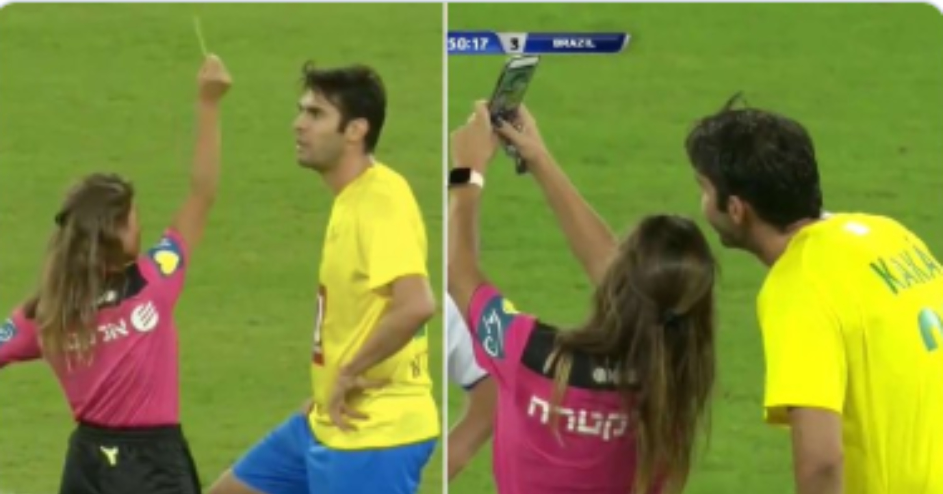Female Referee Leaves Crowd In Stitches After Booking Brazil Legend Kaka Before Taking Selfie With Him Tuko Co Ke