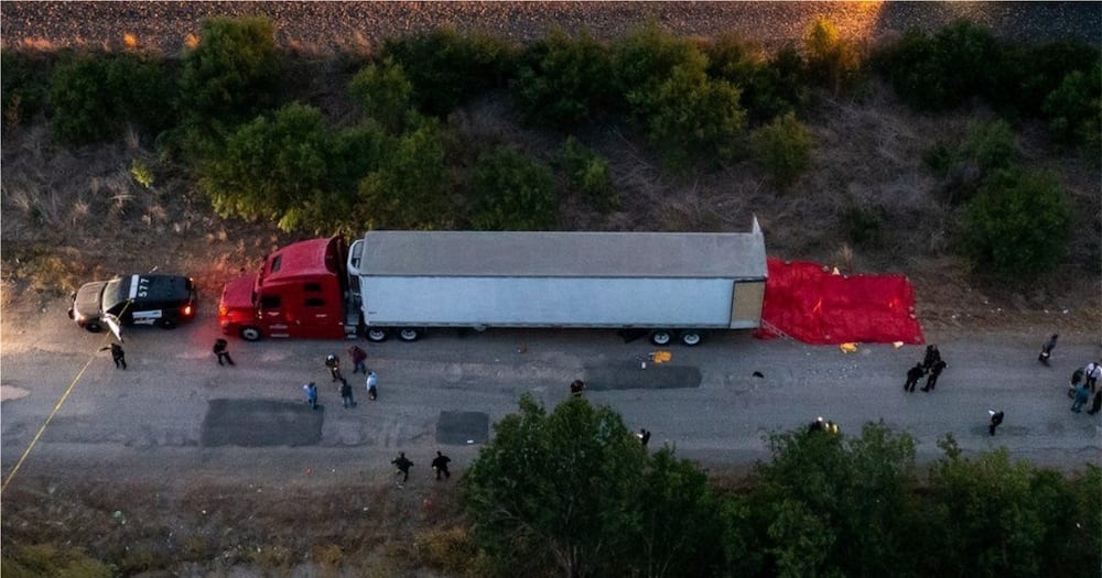 Police discover over 46 bodies of people believed to be immigrants abandoned in a lorry.