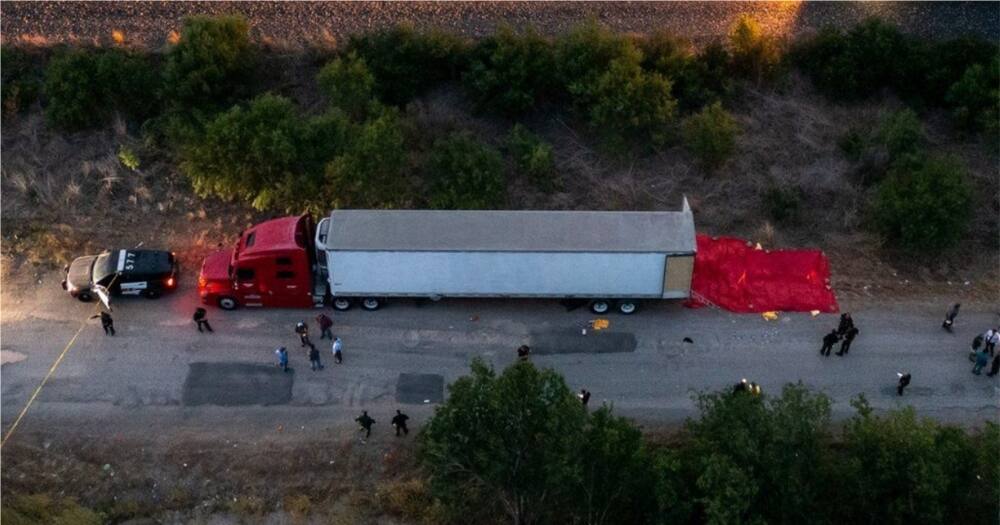 Police discover over 46 bodies of people believed to be immigrants abandoned in a lorry.