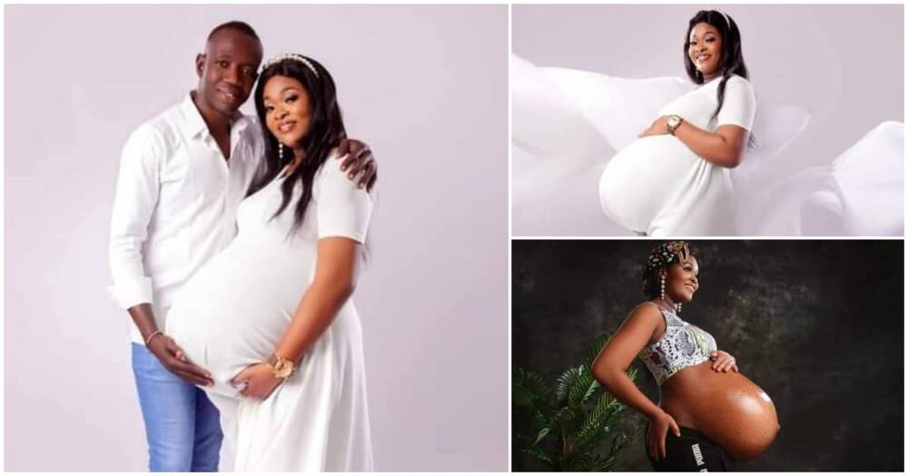 Nigerian woman welcomes triplets after years of waiting, see amazing photos of her huge baby bump