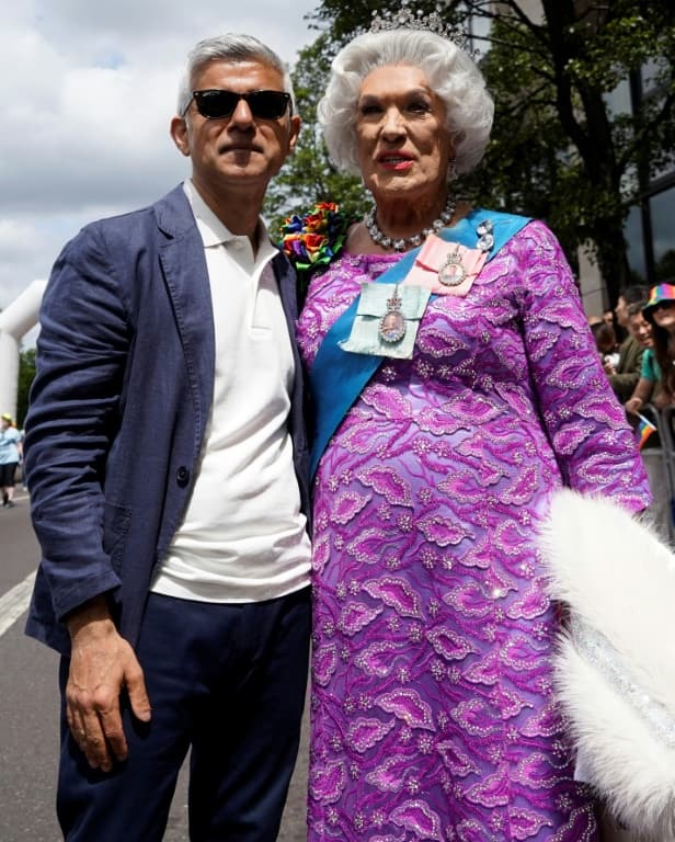 London Mayor Sadiq Khan (L) said Pride was a celebration of progress for equality, tolerance and inclusion but also warned that more still needs to be done