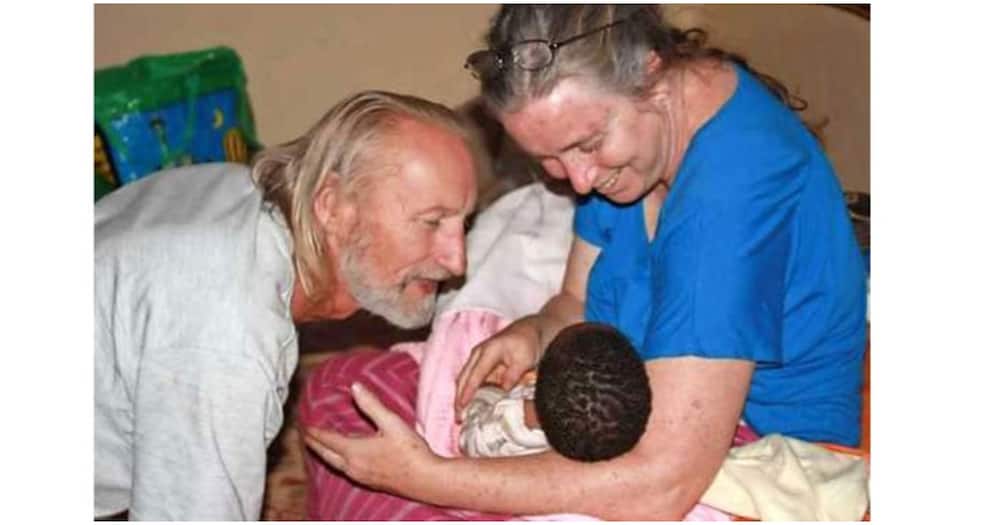 Gregory Dow with wife Mary Rose Dow at the children's home in Boito, Bomet county. Photo: DCI