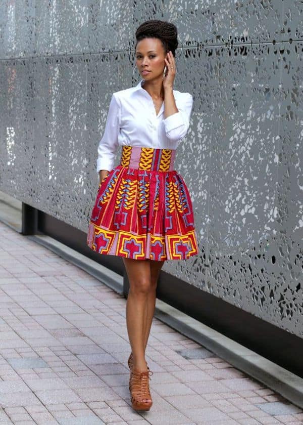 African print maxi skirt  PENZI blue ankara skirt with sashtie belt   NAHERI