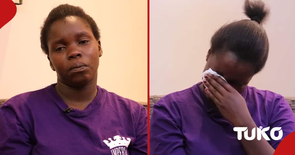 Kitale woman Metrine Nanjala emotional while narrating her story being stood up by her lover on their wedding day.