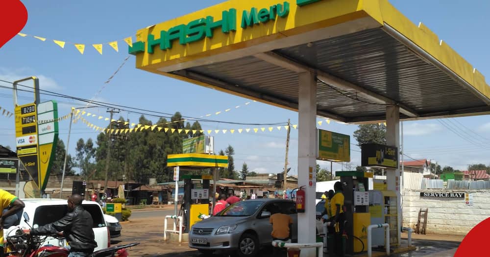 Motorists fuel at Hashi Energy Petrol Station in Meru.
