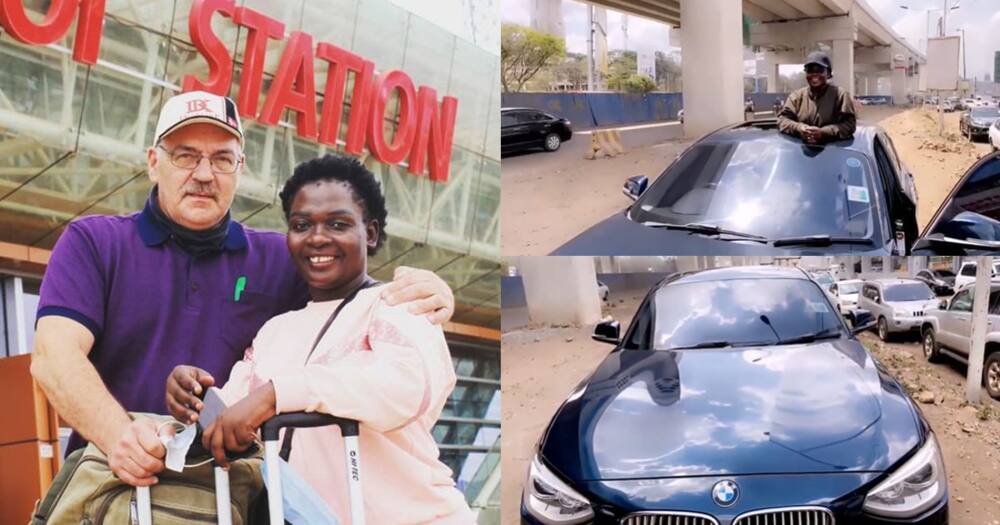 Nyota Ndogo posing with her new car.
