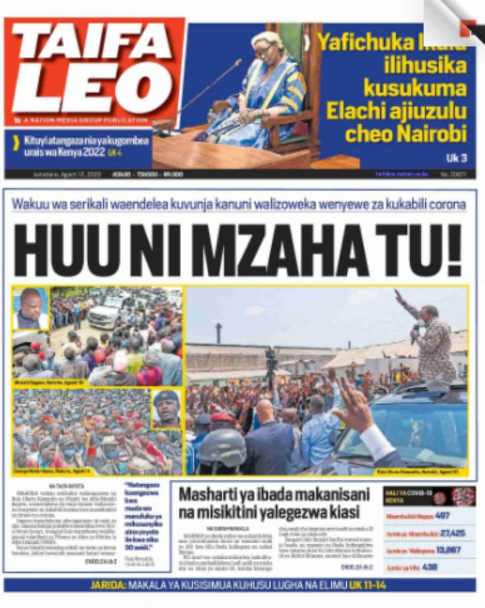 Magazeti ya Jumatano, Agosti 12