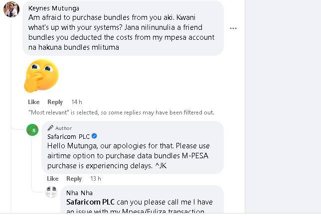 Safaricom asked customers to purchase airtime via M-Pesa.
