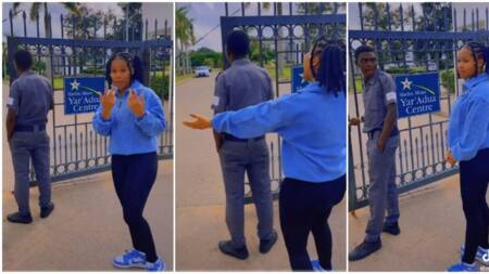 "I'm Crushing on Him": Lady Dances behind Security Man, Pretends after Being Caught in Video