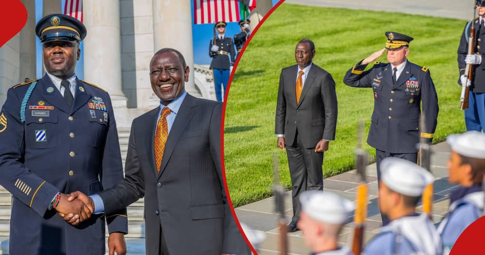President William Ruto was visiting the Arlington National Cemetry when he posed for photo with a staff sergeant.