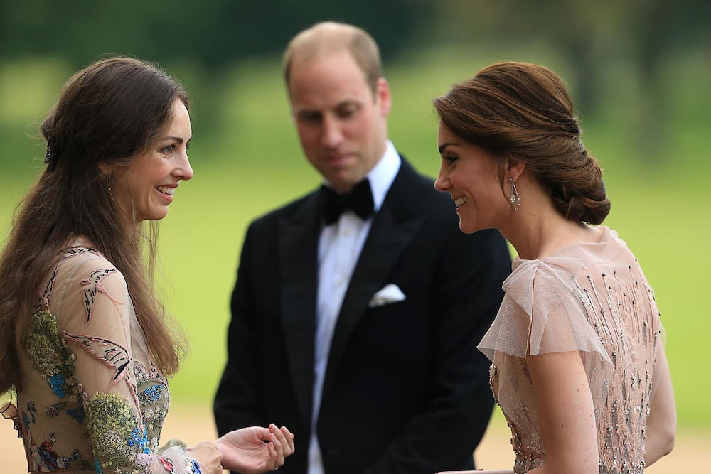 Prince William and Catherine, Duchess of Cambridge are greeted by Rose Cholmondeley, the Marchioness of Cholmondeley as they attend a gala dinner in support of East Anglia's Children's Hospices' nook appeal at Houghton Hall