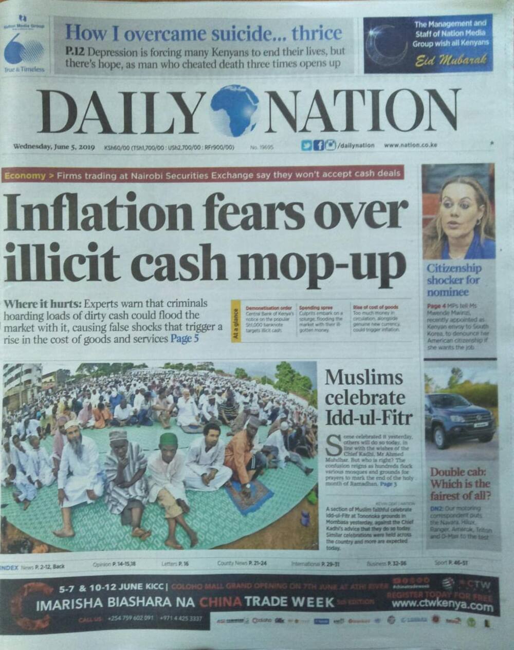 Kenyan newspapers review for June 5: ODM legislator wants state officer's donations limited to KSh 100k