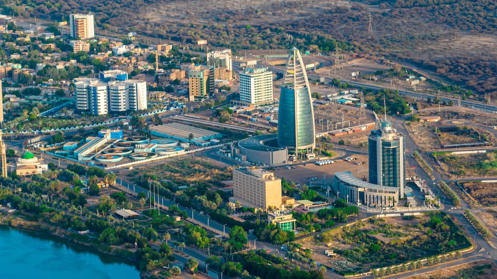 Aerial photo of the area of the headquarters in the Sudanese capital Khartoum
