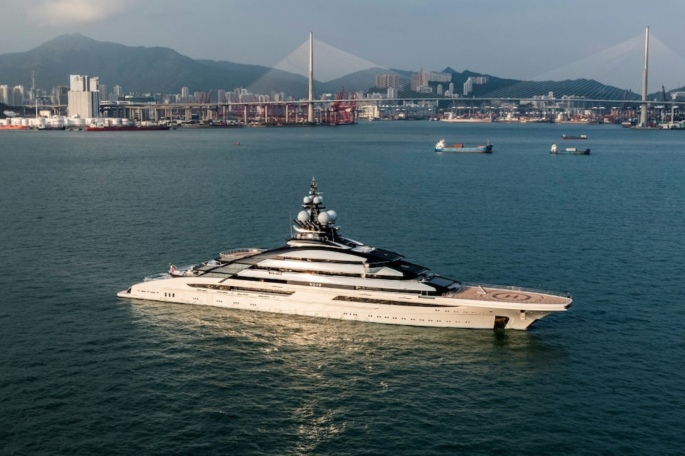 Luxury megayacht Nord, reportedly tied to Russian billionaire Alexei Mordashov, is seen anchored in Hong Kong waters on October 7, 2022