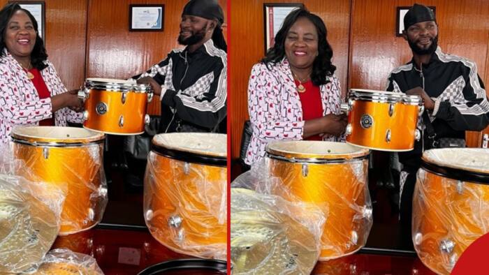 Ida Odinga Gifts Atommy Sifa Complete Drum Set: "Hope He'll Continue with His Music"