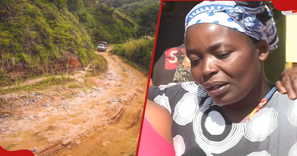 The woman joined the protesters in Githunguri over the area's poor roads.