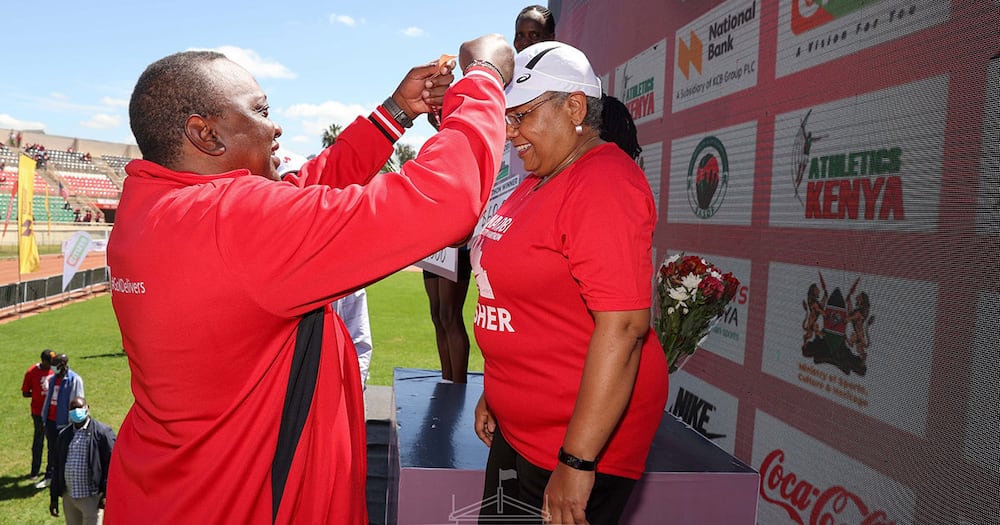 Uhuru Kenyatta Publicly and his wife Margaret.