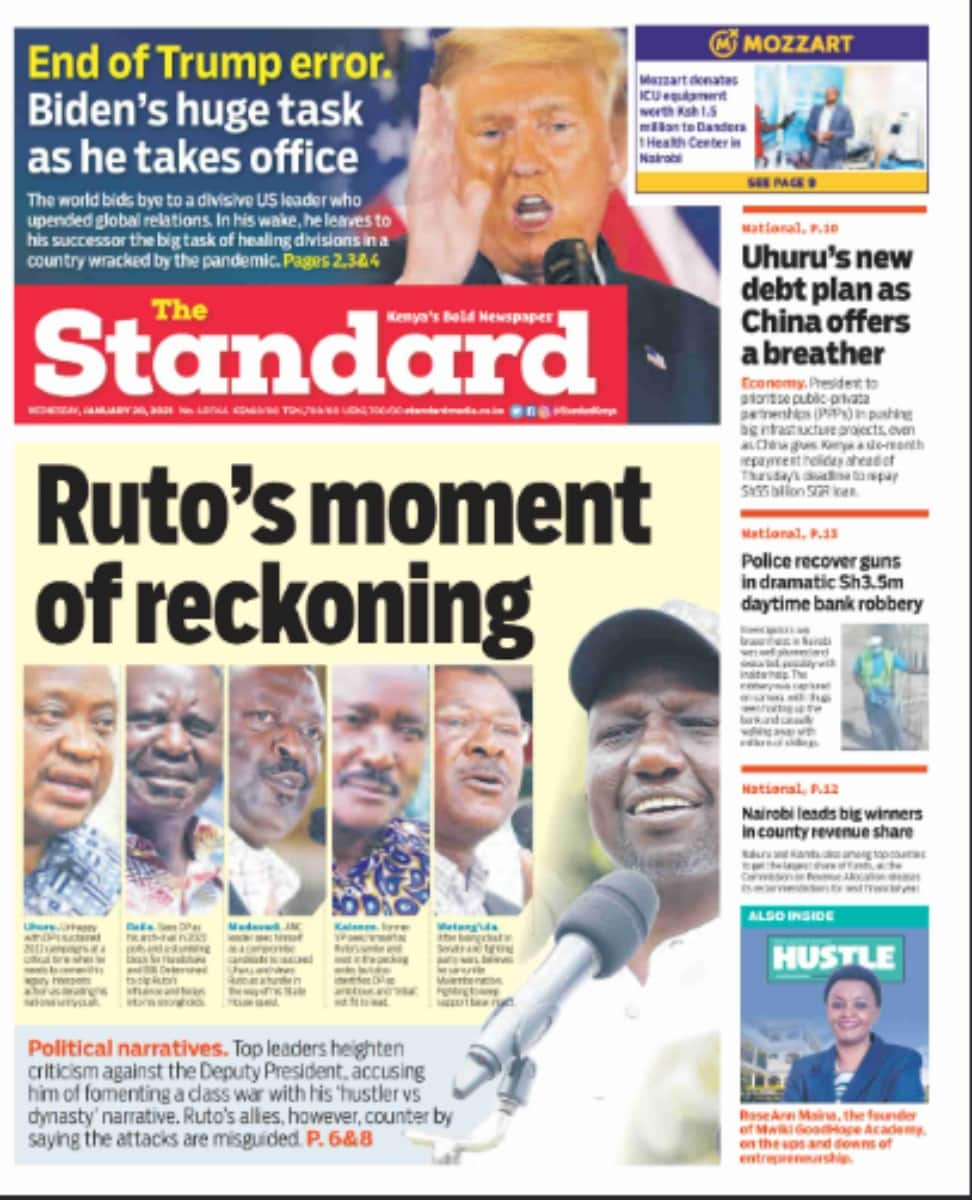 Kenyan newspapers review for January 20: Uhuru makes new demands on handshake deal with Raila