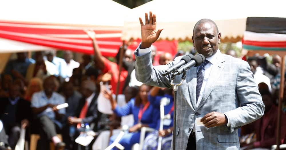 William Ruto waves at a past political rally.
