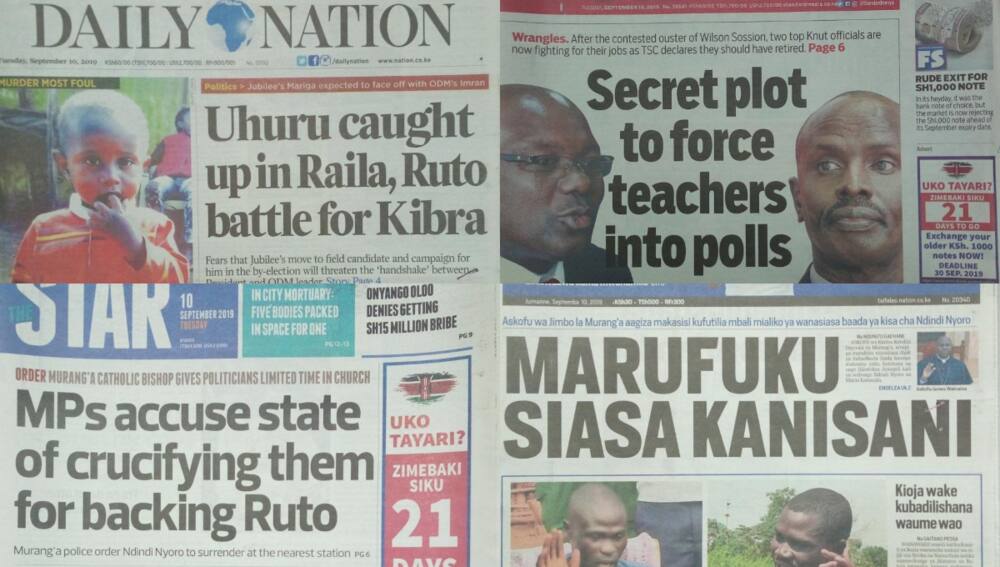 Kenyan newspapers review for September 10: Ruto allies claim state is persecuting them for supporting the DP