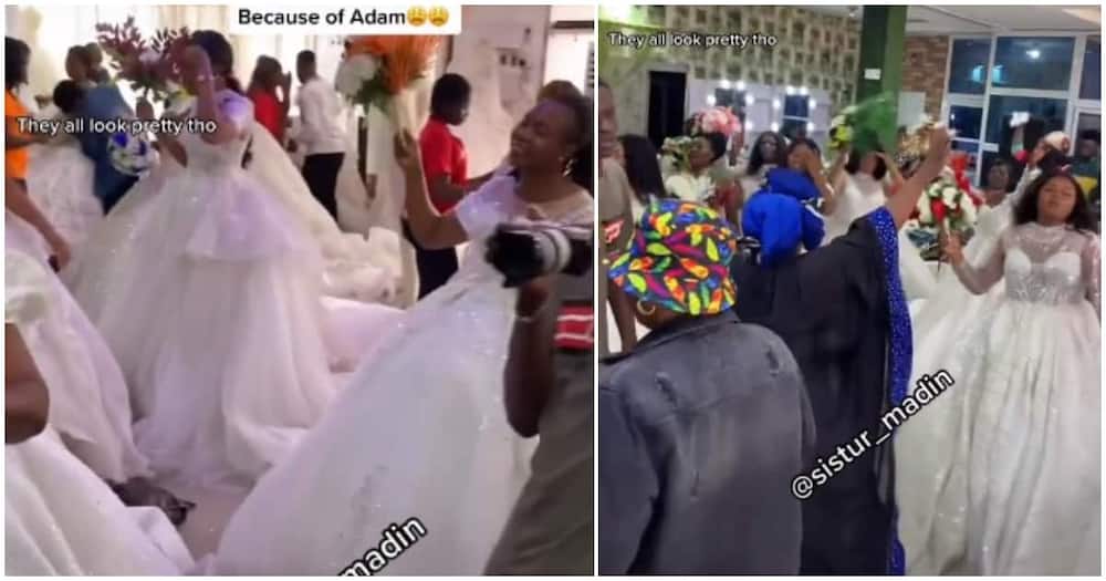 They wore wedding gowns to church to pray for husbands. Photo: TikTok/@sistur_madin.